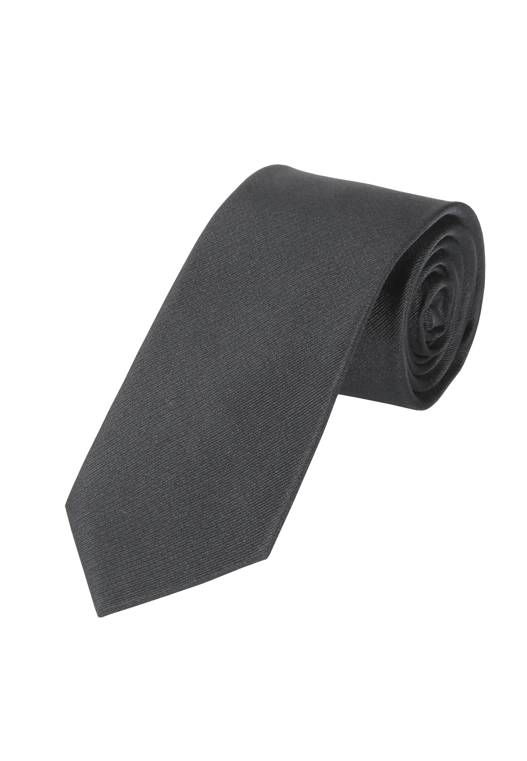 (Schwarz Diagonalstruktur) Schwarze Trauerkrawatte aus 100% Seide mit glatter Optik, 7,5cm