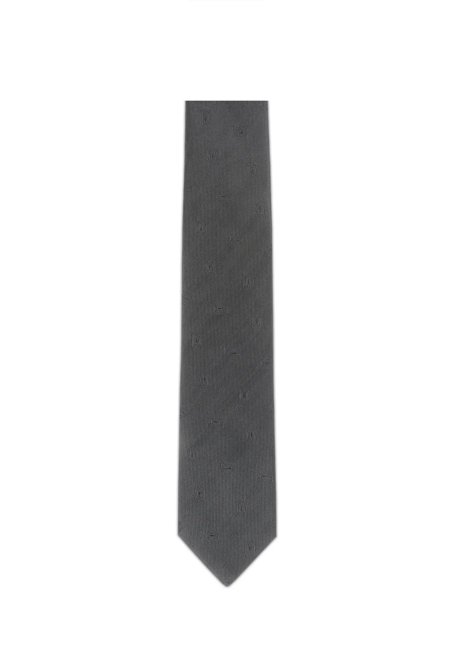 (Schwarz Paisley) Schwarze Trauerkrawatte aus Seide, volle Länge, 7,5cm