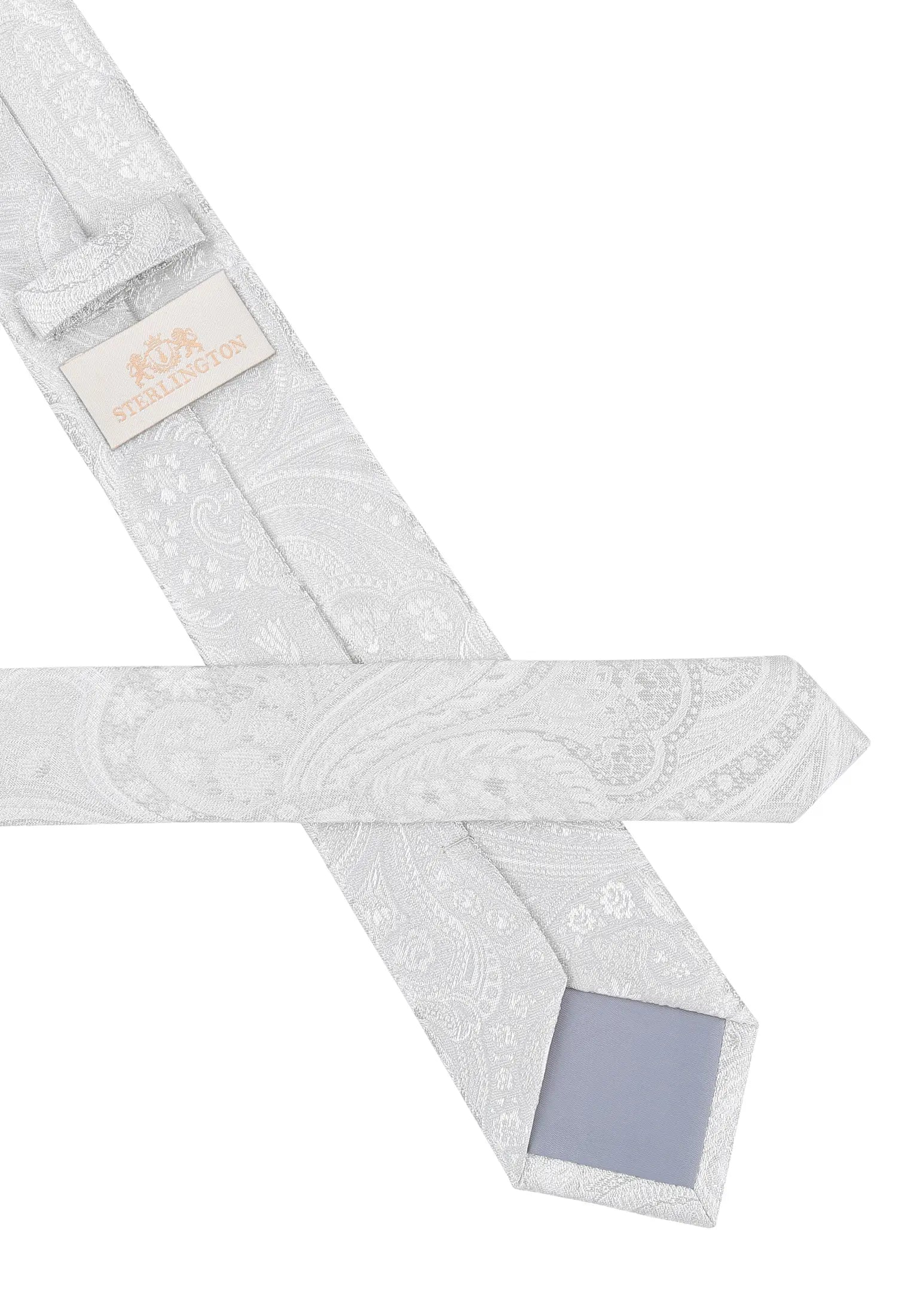 (Champagner) Krawatte Herren Paisley Seide – Rückseite mit Sterlington Label