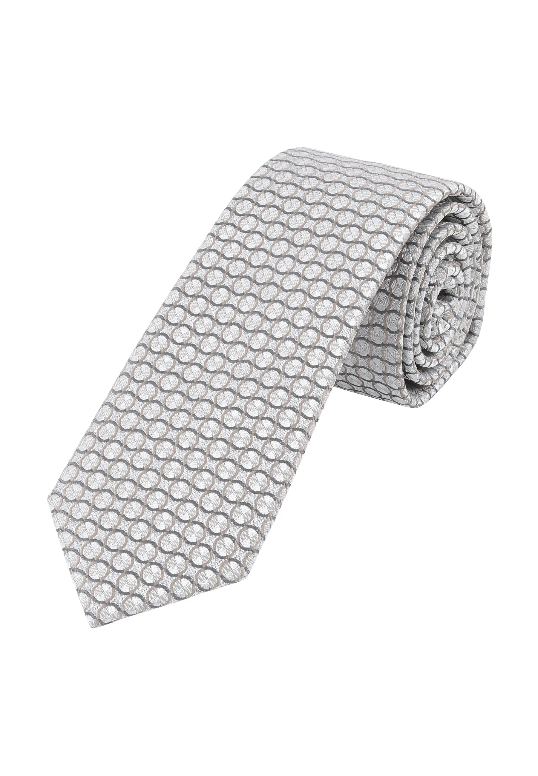 (Silber) Hochzeitskrawatte Herren Kreise Seide – gerollt Gesamtansicht