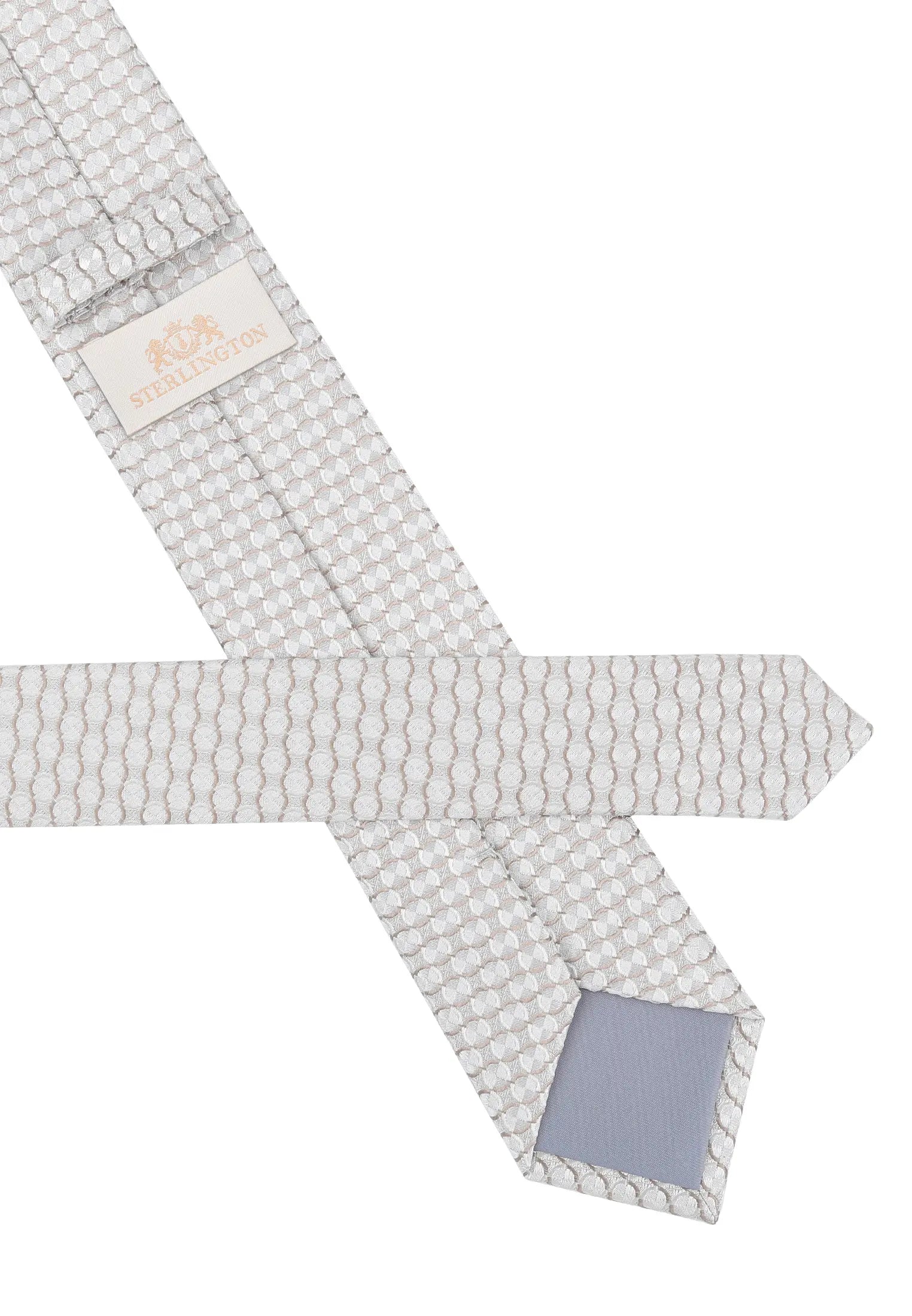 (Beige) Krawatte Herren Kreise Seide – Rückseite mit Sterlington Label