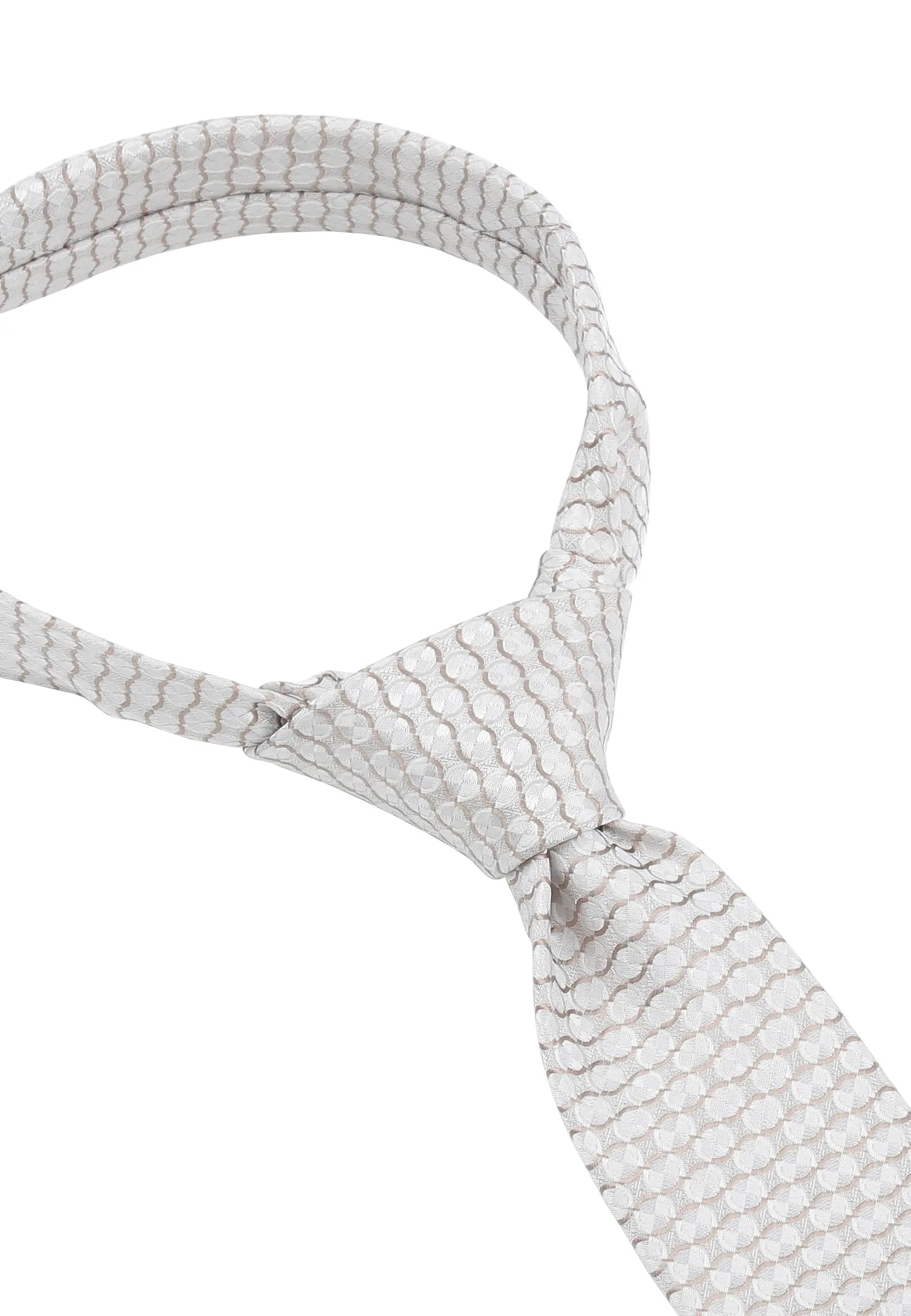 (Beige) Hochzeitskrawatte Kreise – Detailansicht gebundener Knoten