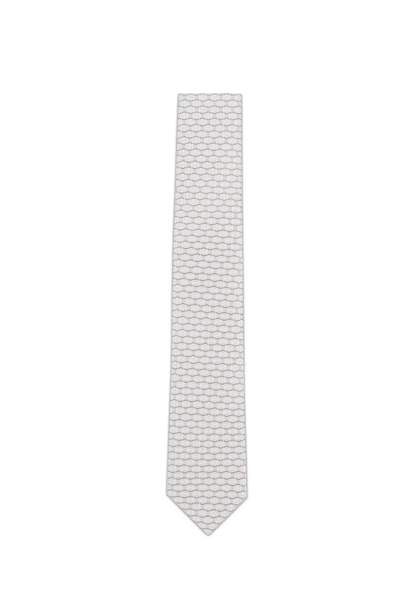 (Beige) Krawatte Hochzeit Kreise Seide – Frontalansicht gerade ausgelegt