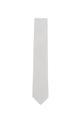 (Beige) Krawatte Hochzeit Kreise Seide – Frontalansicht gerade ausgelegt