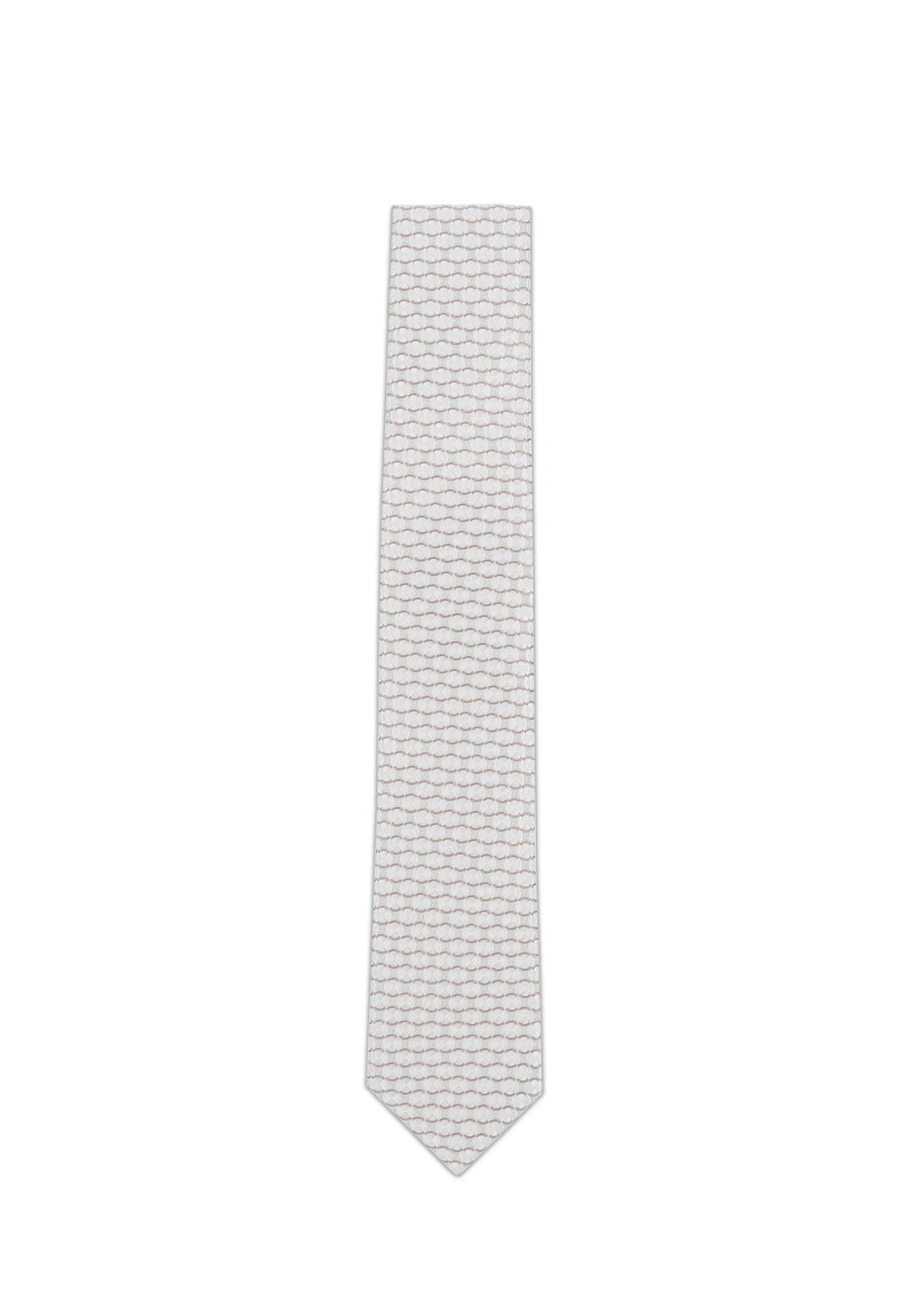 (Beige) Krawatte Hochzeit Kreise Seide – Frontalansicht gerade ausgelegt