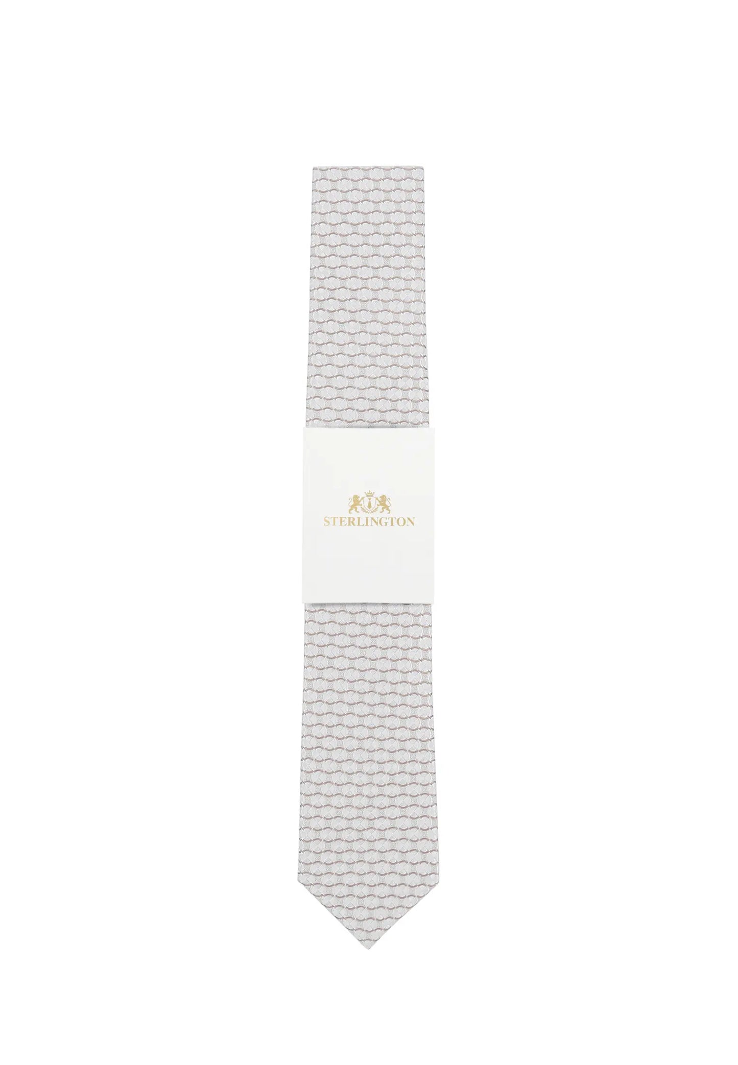 (Beige) Hochzeitskrawatte Sterlington Kreise – mit Banderole Gesamtansicht