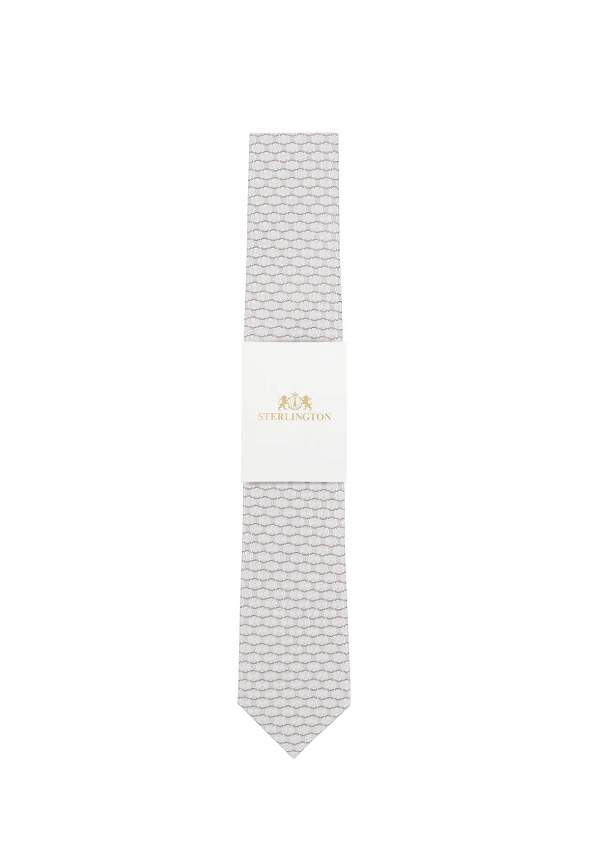 (Beige) Hochzeitskrawatte Sterlington Kreise – mit Banderole Gesamtansicht