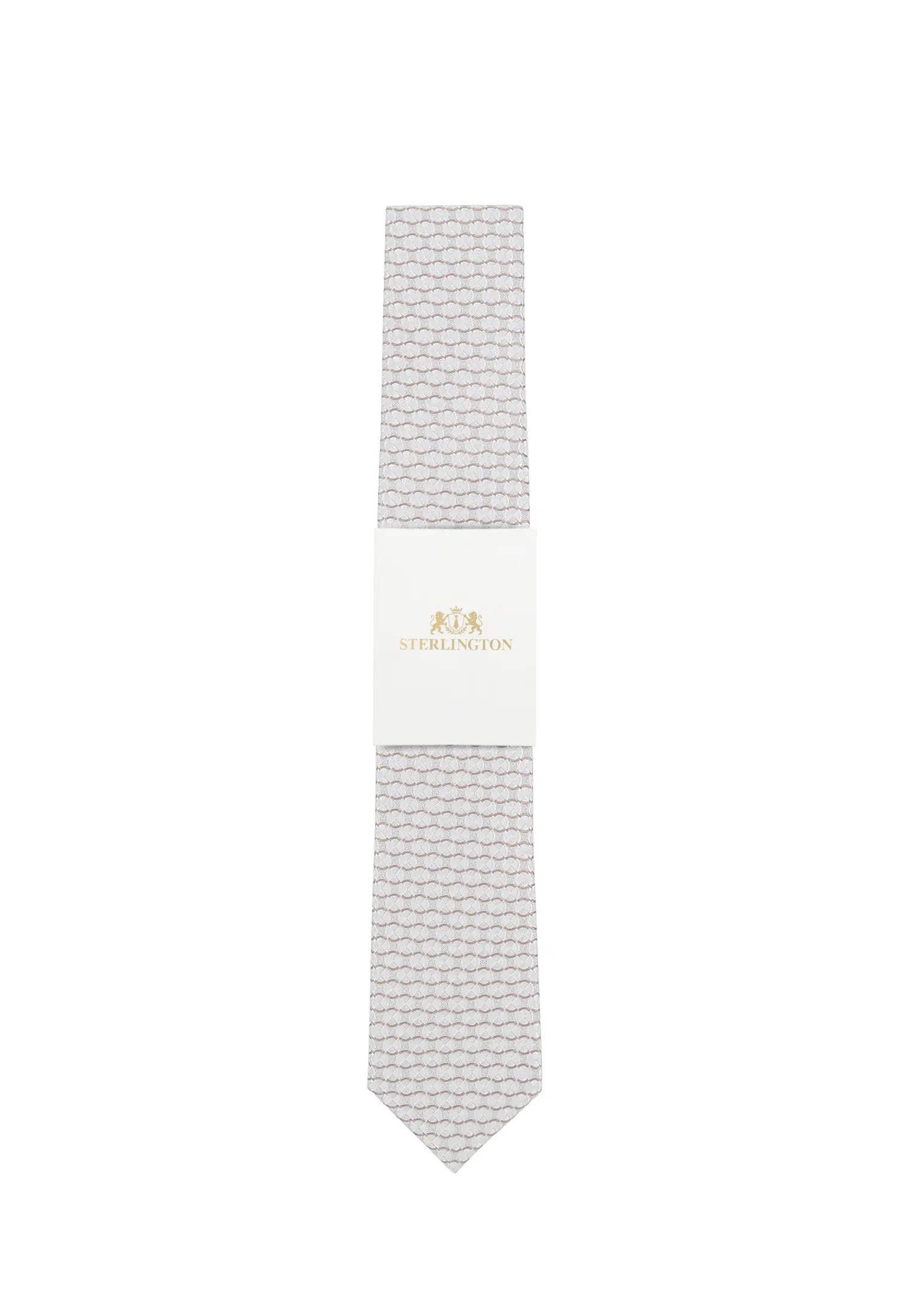 (Beige) Hochzeitskrawatte Sterlington Kreise – mit Banderole Gesamtansicht