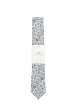 (Silber) Hochzeitskrawatte Sterlington Floral – mit Banderole Gesamtansicht