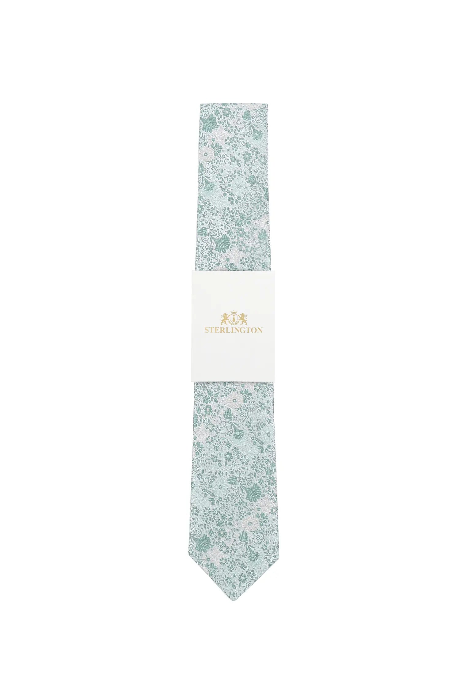 (Mint) Hochzeitskrawatte Sterlington Floral – mit Banderole Gesamtansicht