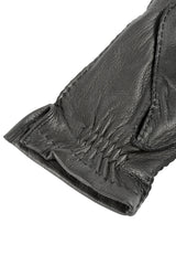 (Schwarz) Lederhandschuhe Herren – geraffte Handgelenkpartie
