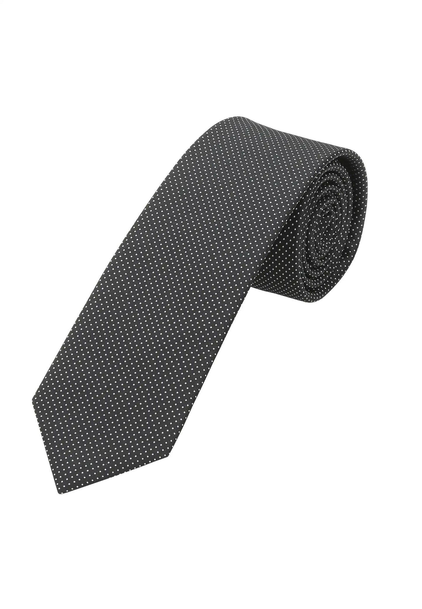(Schwarz) Picoté Krawatte Herren 100% Seide 6cm aufgerollt
