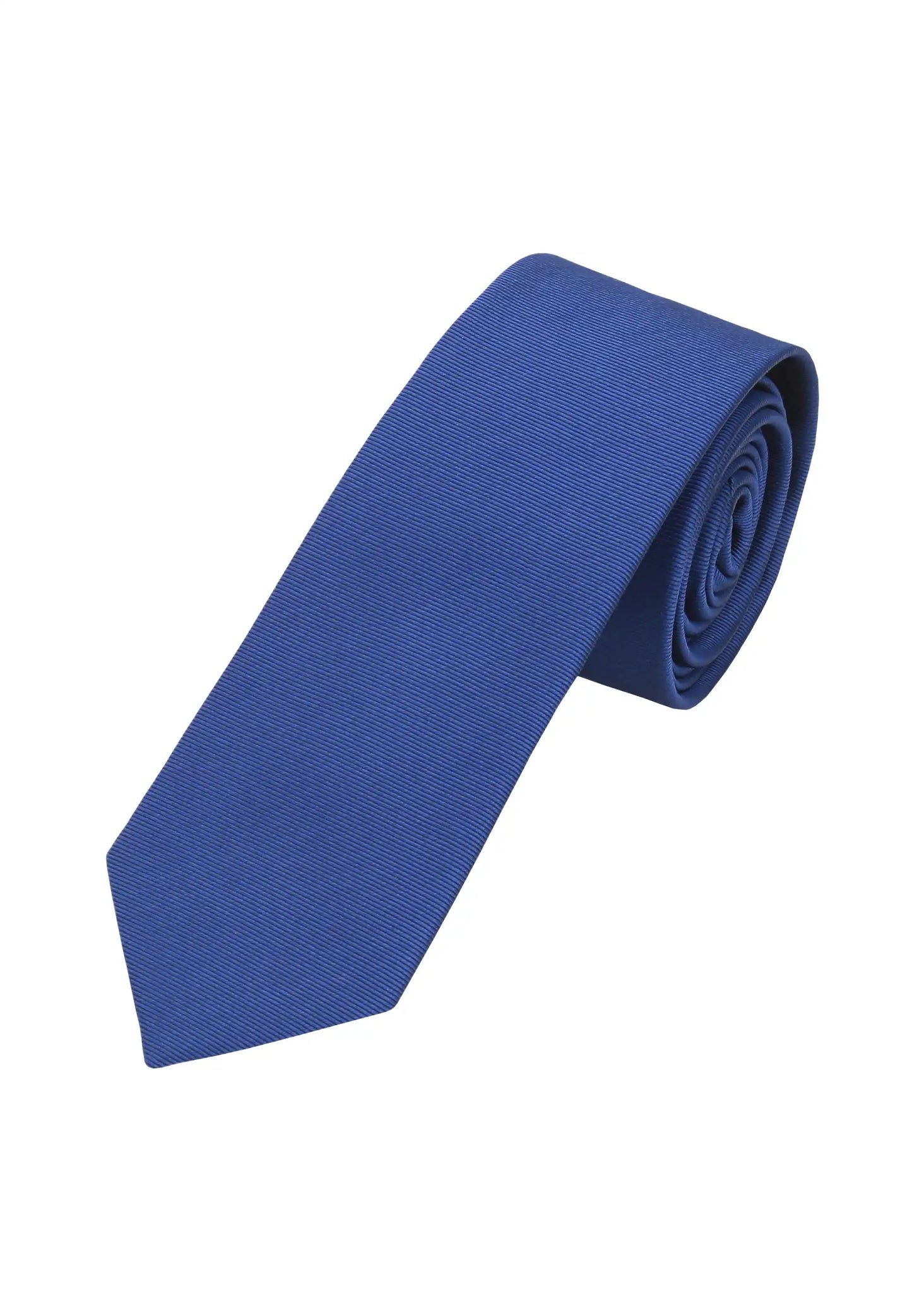 (Jeansblau) Uni Seidenkrawatte Herren 6cm schmal aufgerollt