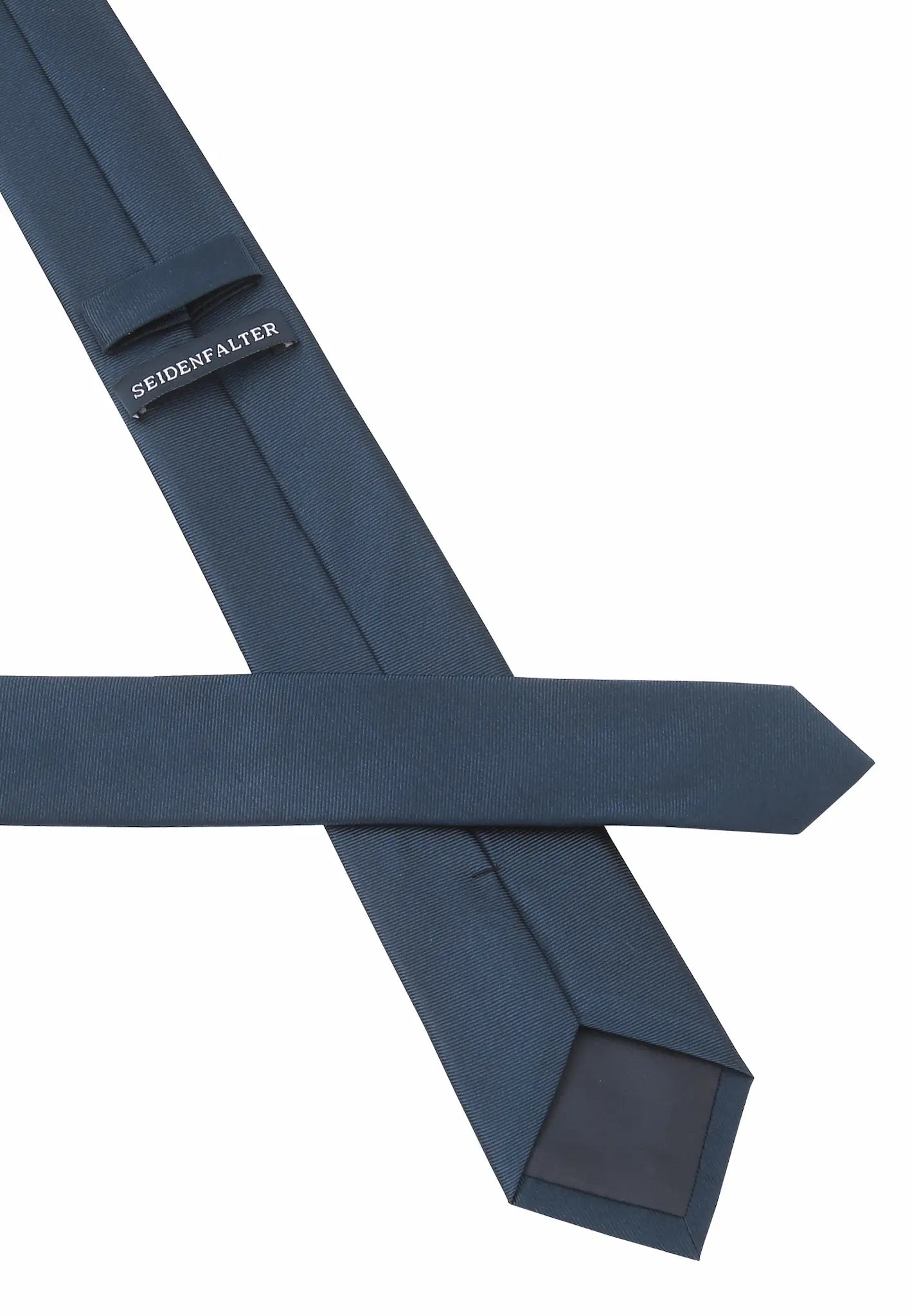 (Dunkelblau) Uni Seidenkrawatte 6cm Rückseite mit Label Detail