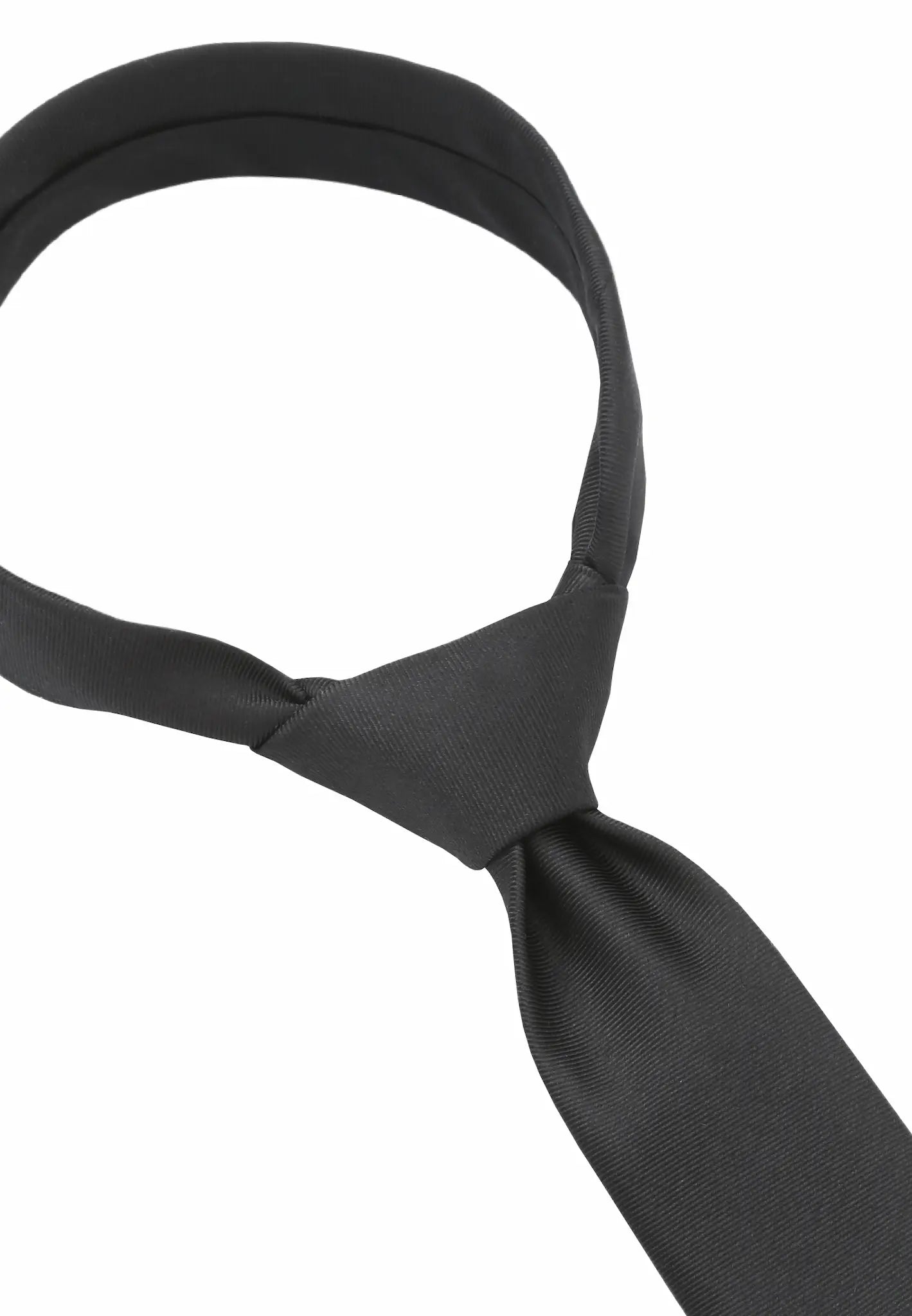 (Schwarz) Uni Seidenkrawatte 6cm Knotenansicht Detail Seidenglanz