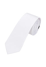 (Weiß) Uni Seidenkrawatte Herren 6cm schmal aufgerollt