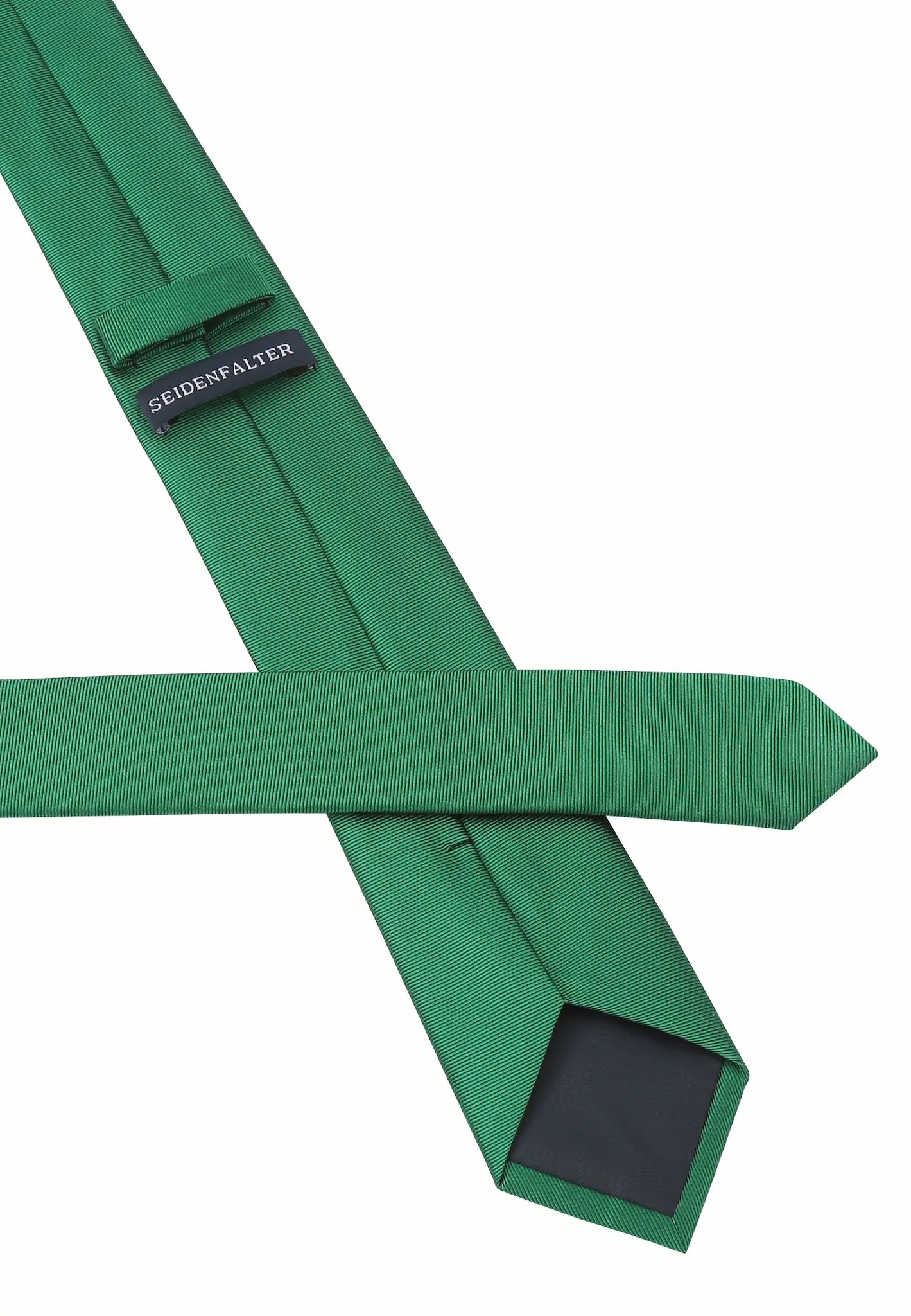 (Grün) Uni Seidenkrawatte 6cm Rückseite mit Label Detail
