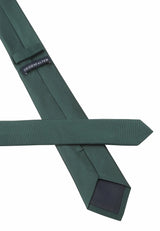 (Dunkelgrün) Uni Seidenkrawatte 6cm Rückseite mit Label Detail
