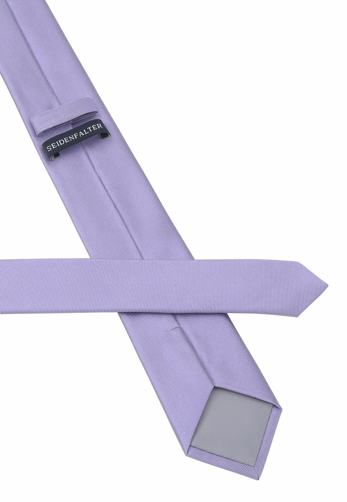 (Flieder) Uni Seidenkrawatte 6cm Rückseite mit Label Detail