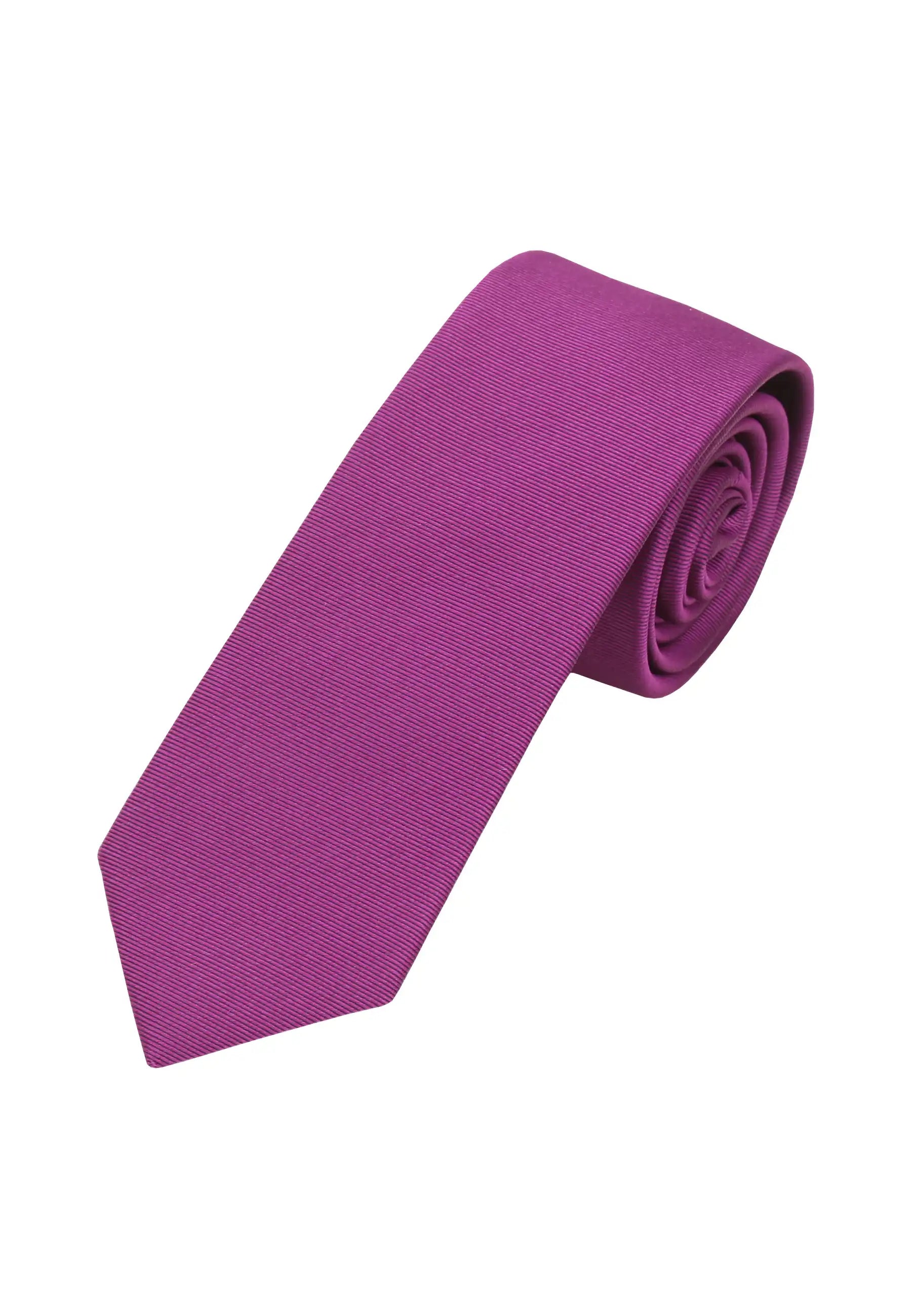 (Lila) Uni Seidenkrawatte Herren 6cm schmal aufgerollt