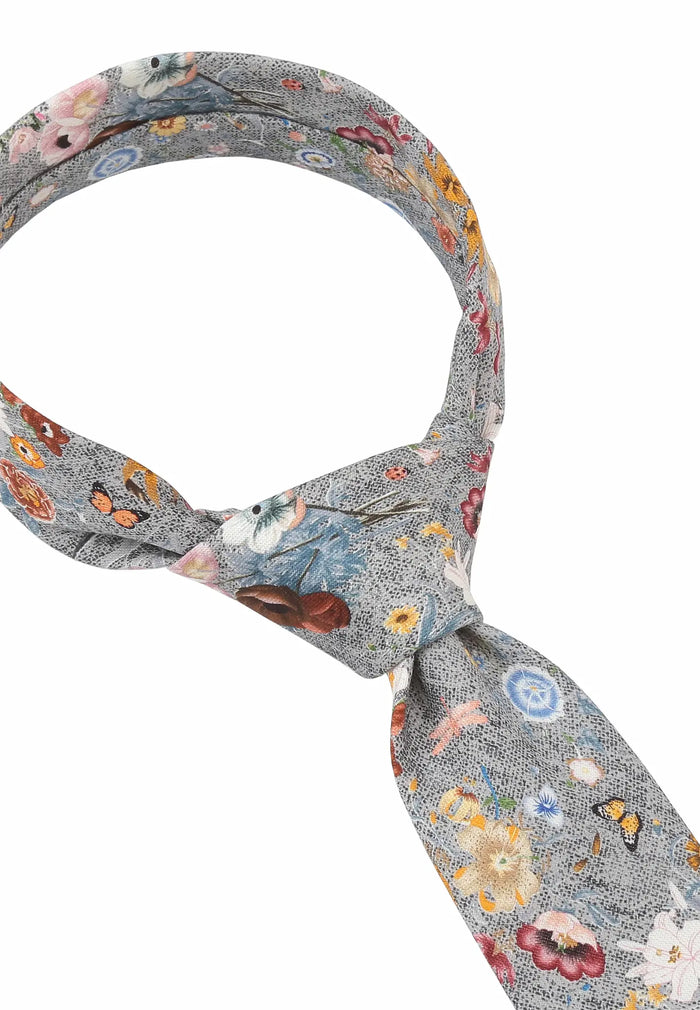 Cravate homme en soie et coton – motif floral (6,0 – 6,5 cm)