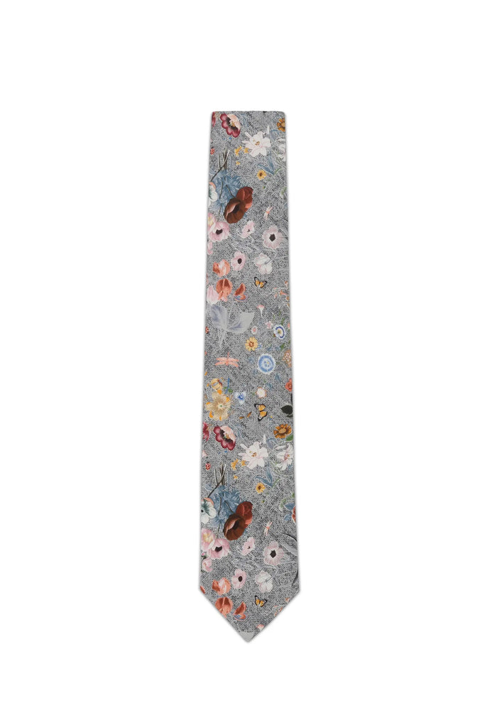 Cravate homme en soie et coton – motif floral (6,0 – 6,5 cm)