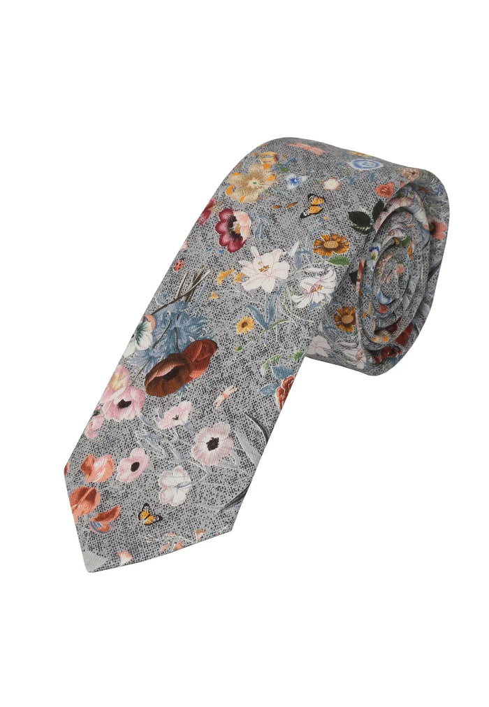 Cravate homme en soie et coton – motif floral (6,0 – 6,5 cm)