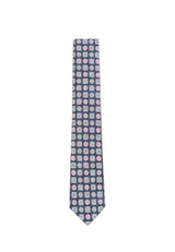 (Dunkelblau) Krawatte Medaillon-Muster Baumwolle 6 cm – Gesamtansicht