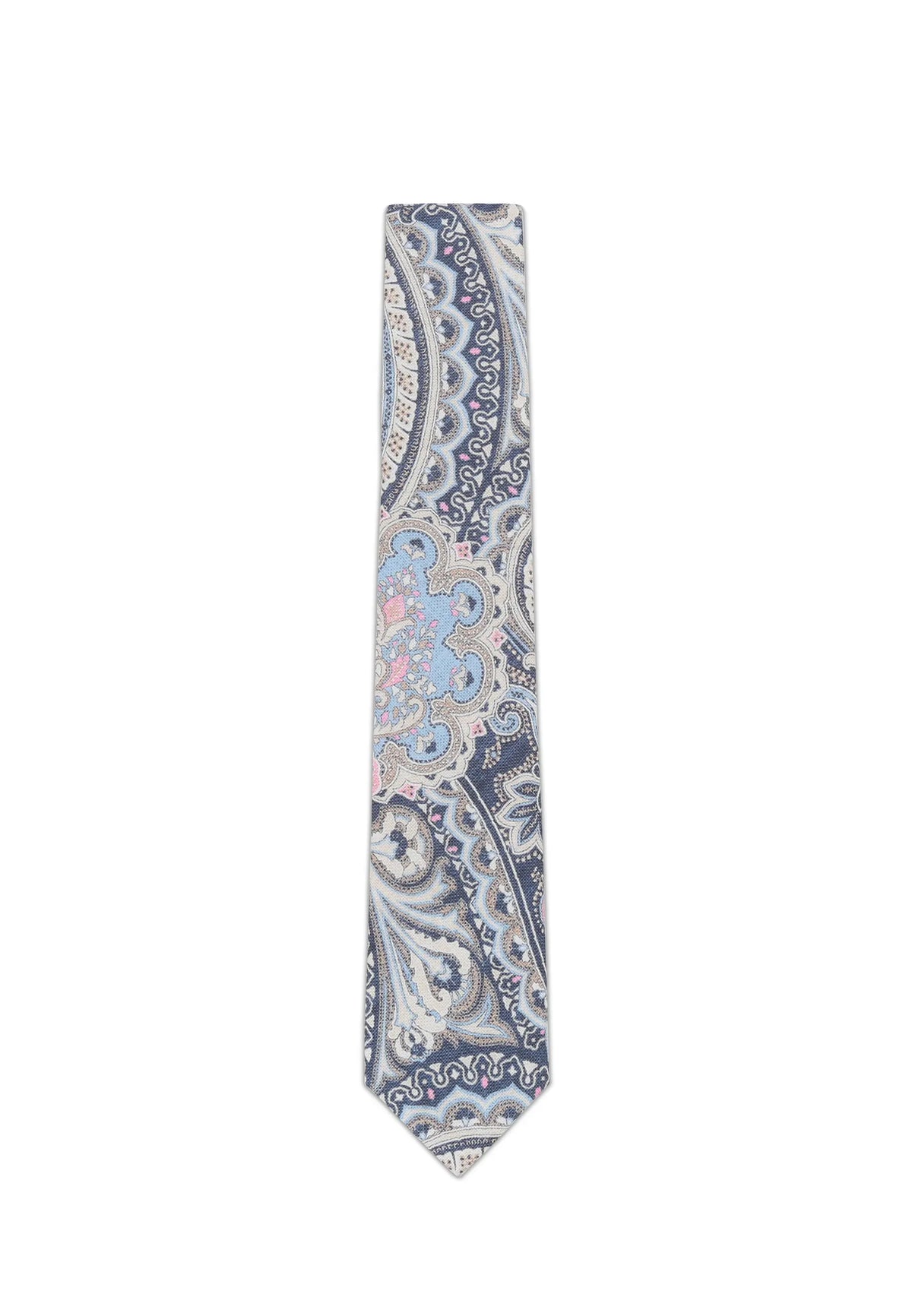 (Dunkelblau) Krawatte Paisley-Muster Baumwolle 6 cm – Gesamtansicht