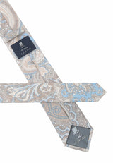(Beige) Krawatte Paisley Baumwolle – Rückseite mit Prince Bowtie Label