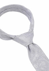 (Hellgrau) Krawatte Herren Paisley Seide – Knotenansicht