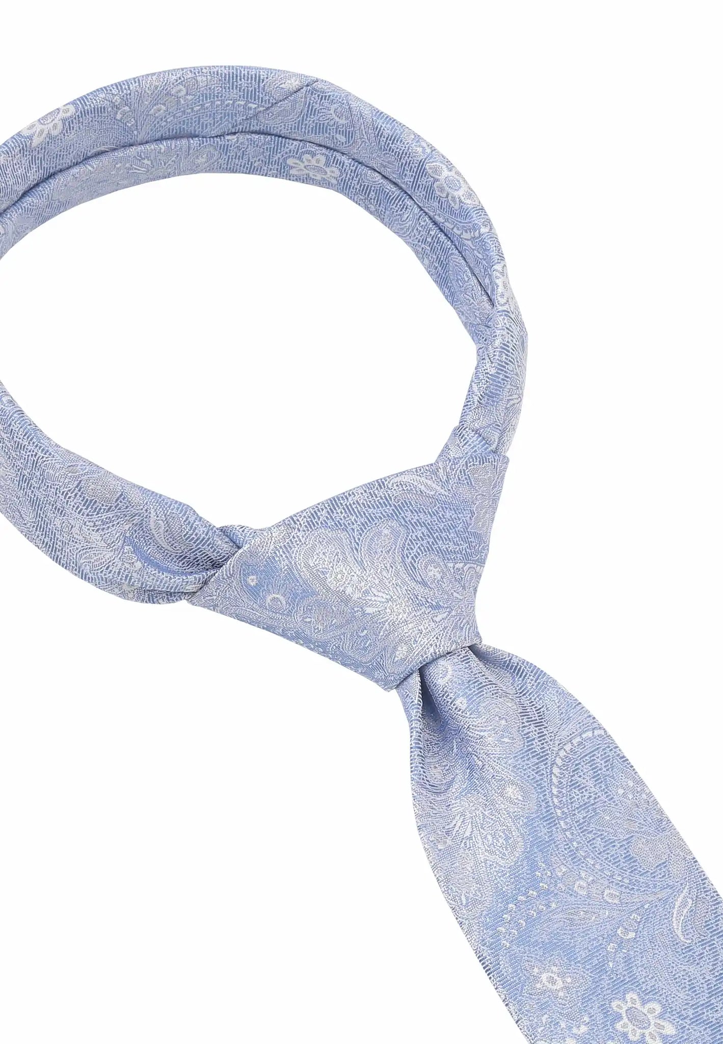 (Hellblau) Krawatte Herren Paisley Seide – Knotenansicht