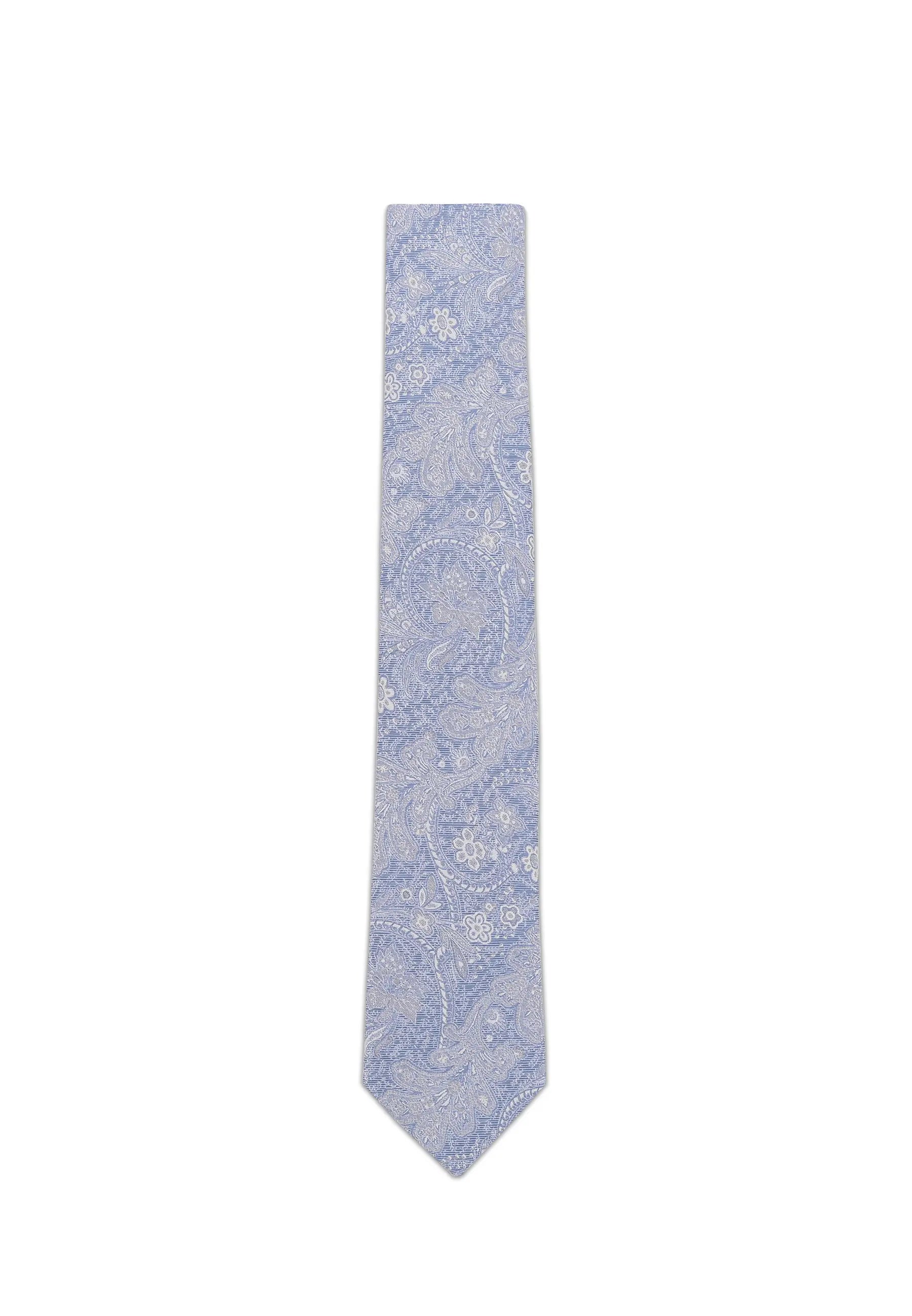 (Hellblau) Krawatte Paisley Seide 6 cm – Gesamtansicht