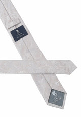 (Beige) Krawatte Paisley Seide – Rückseite mit Prince Bowtie Label