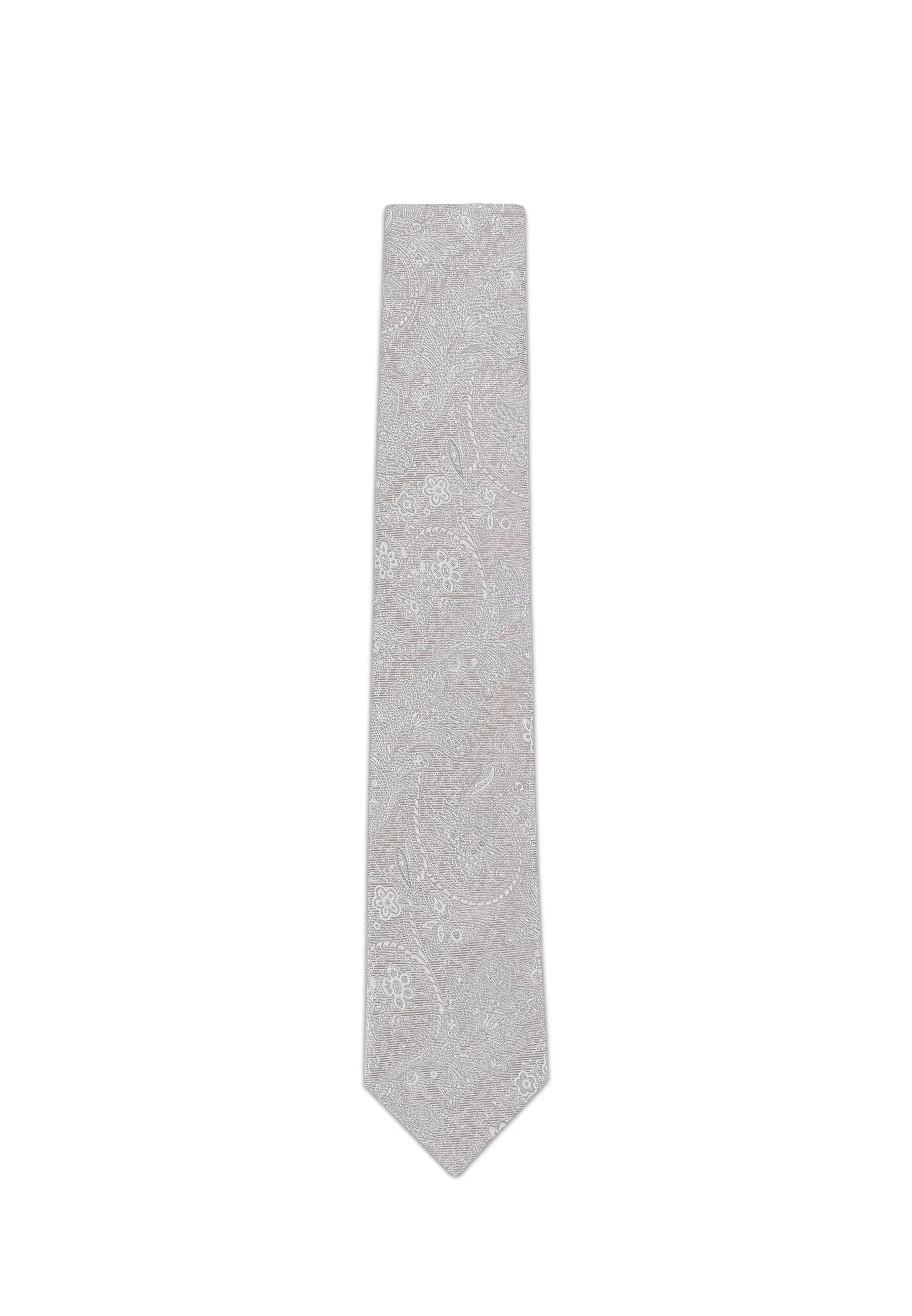 (Beige) Krawatte Paisley Seide 6 cm – Gesamtansicht