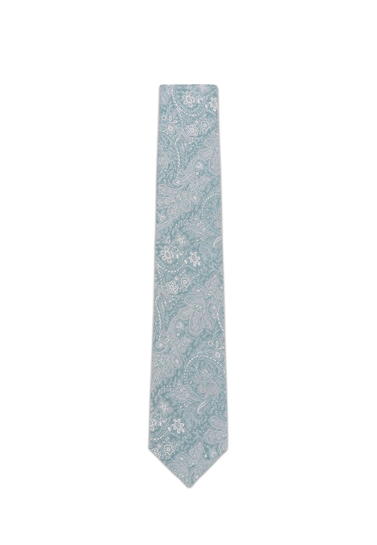 (Petrol) Krawatte Paisley Seide 6 cm – Gesamtansicht