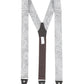 (Silber) Hosenträger Herren Paisley Seide – Y-Form Rückansicht mit Clips und Lederdetails