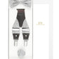 (Silber) Hosenträger Set Hochzeit Paisley mit Fliege und Einstecktuch – Sterlington Geschenkbox