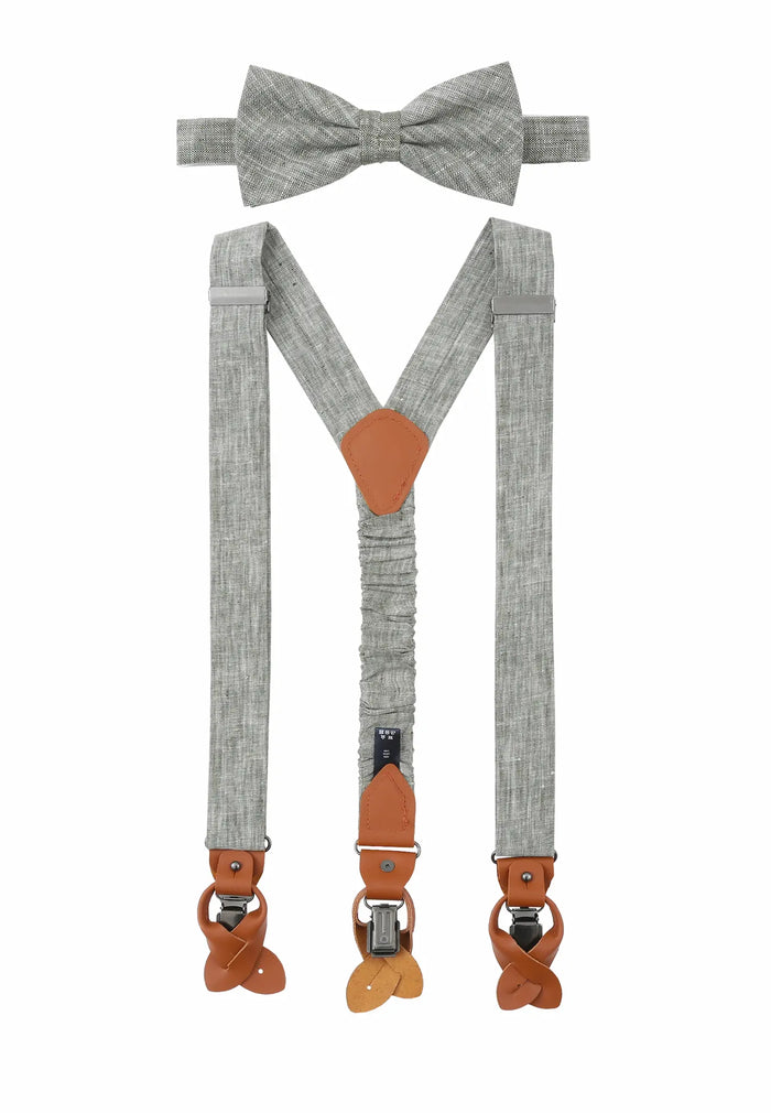 Bretelles Set Homme avec Nœud Papillon - Lin