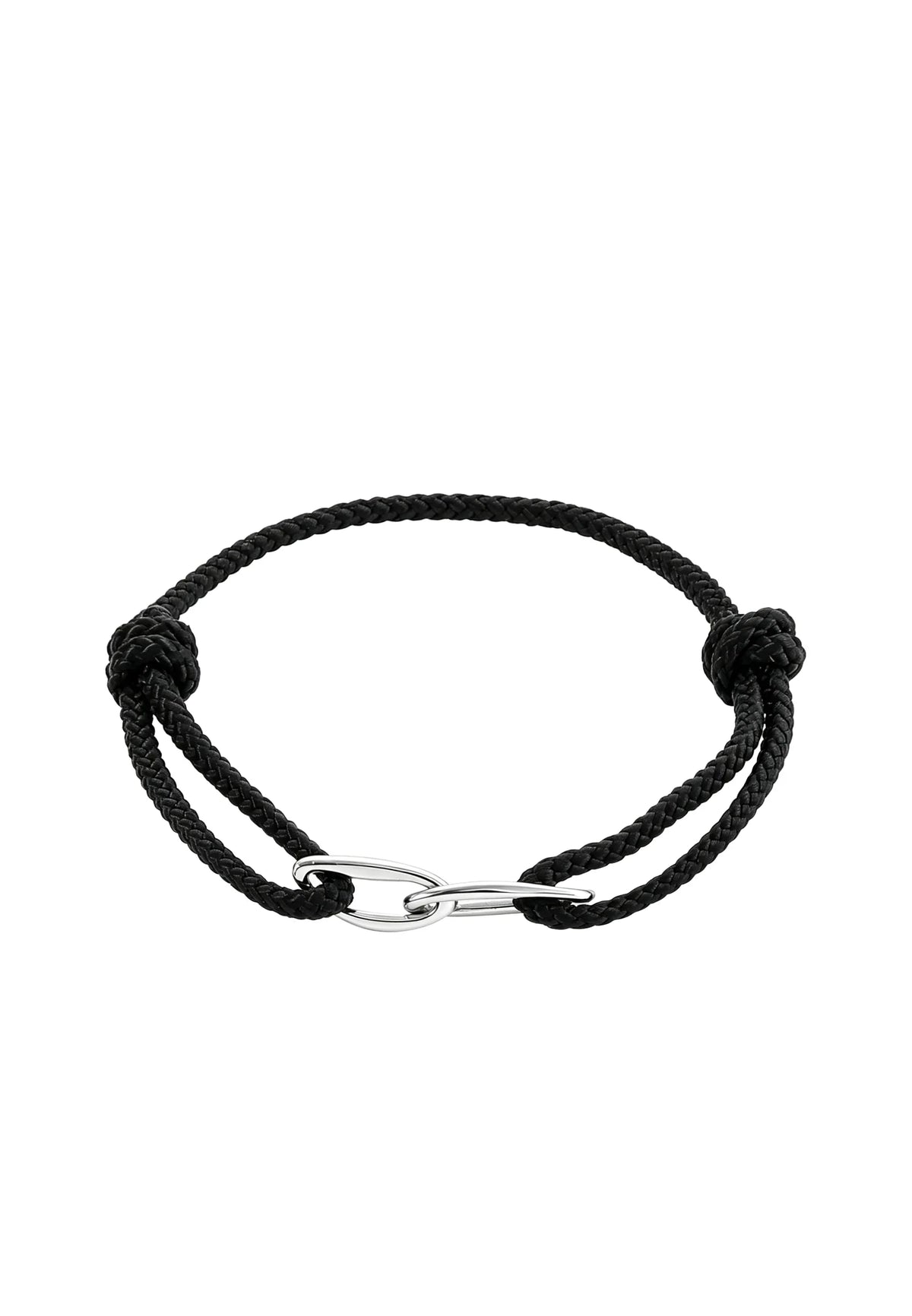 (Schwarz) Armband aus Edelstahl & Seil – Amalfi – Frontalansicht
