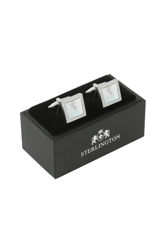 Manschettenknöpfe Herren Perlmutt Zierrahmen in der Geschenkbox