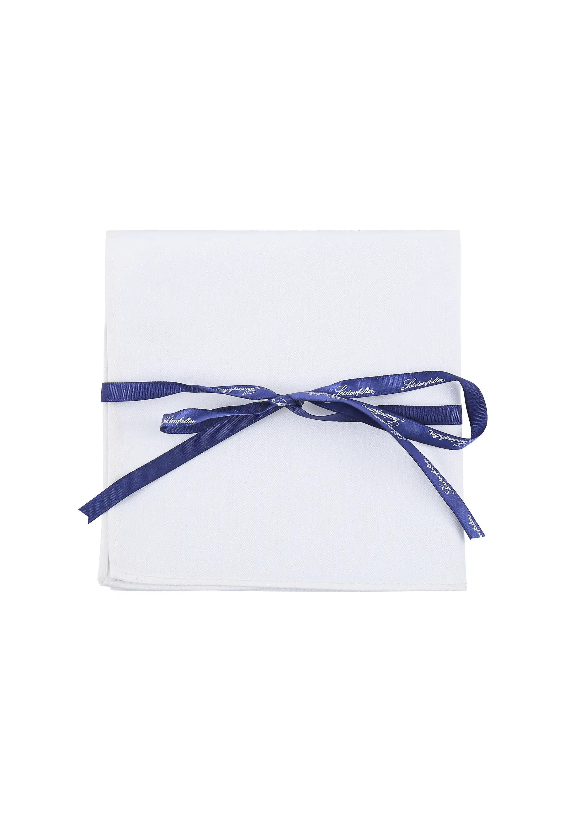(Weiß) weisses einstecktuch herren baumwolle 28x28 cm uni mit geschenkband verpackt