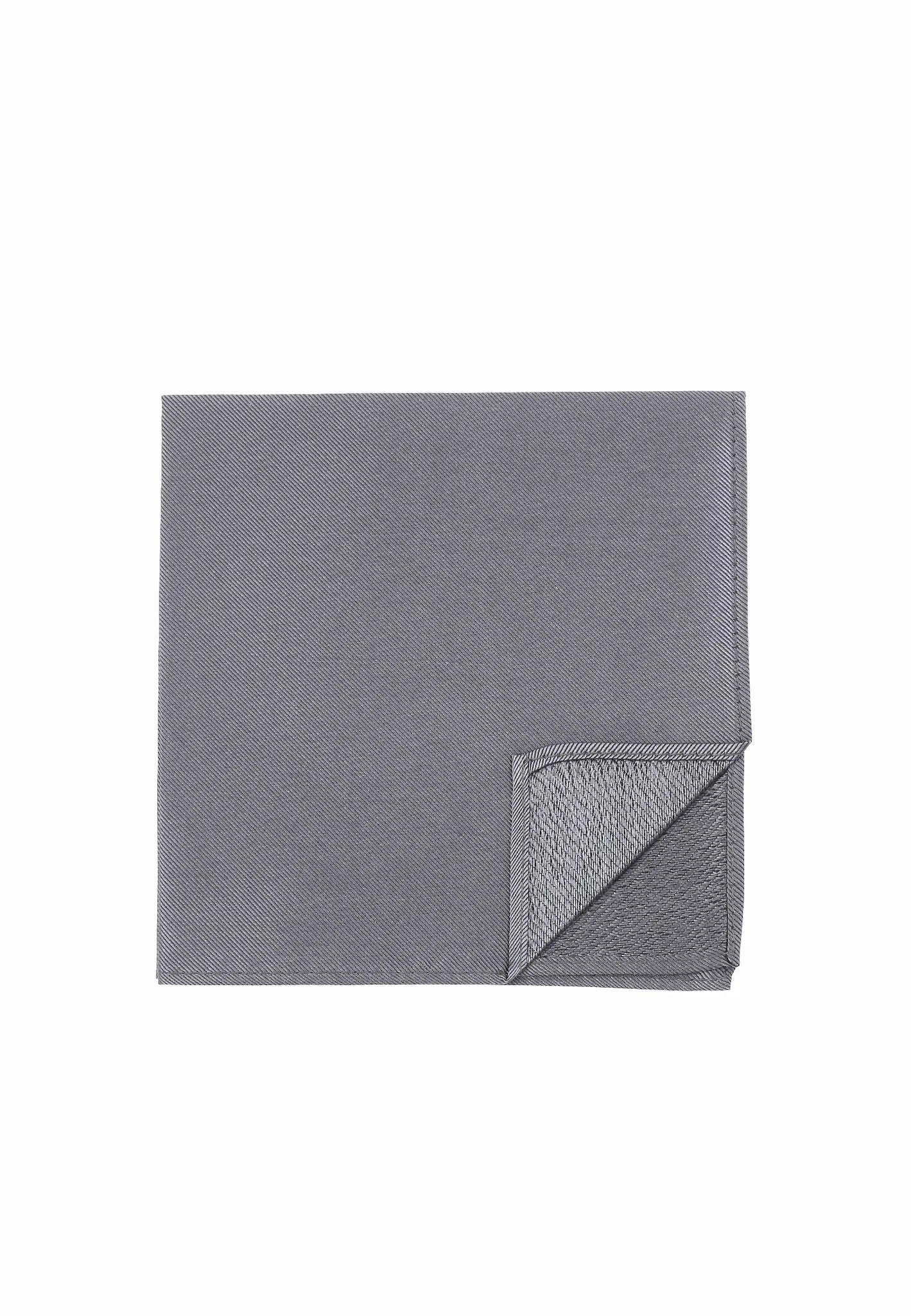 (Grau) Uni Einstecktuch aus Seide Rückseite 28x28cm