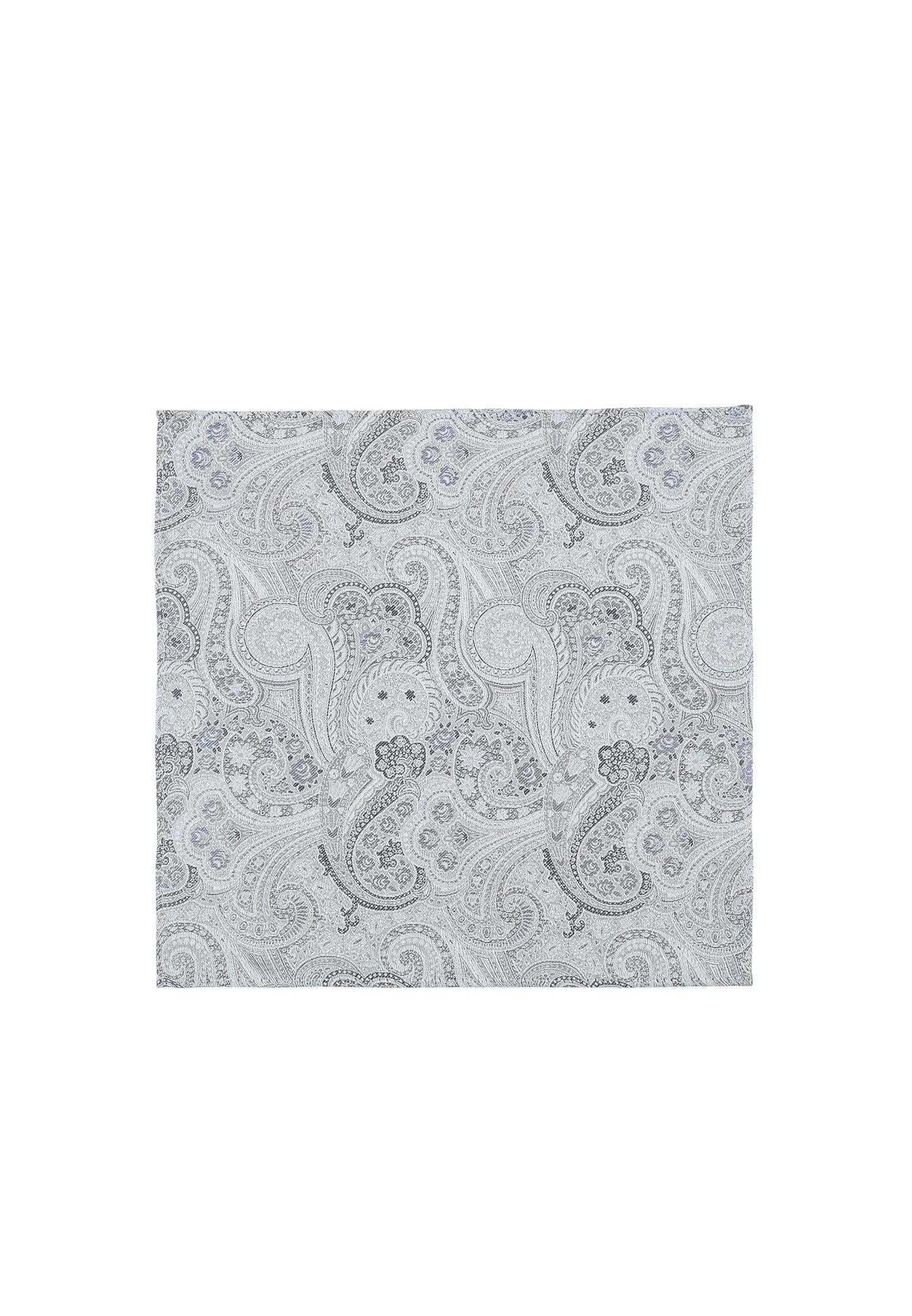 (Blau) Einstecktuch Hochzeit Paisley – Frontalansicht flach ausgelegt