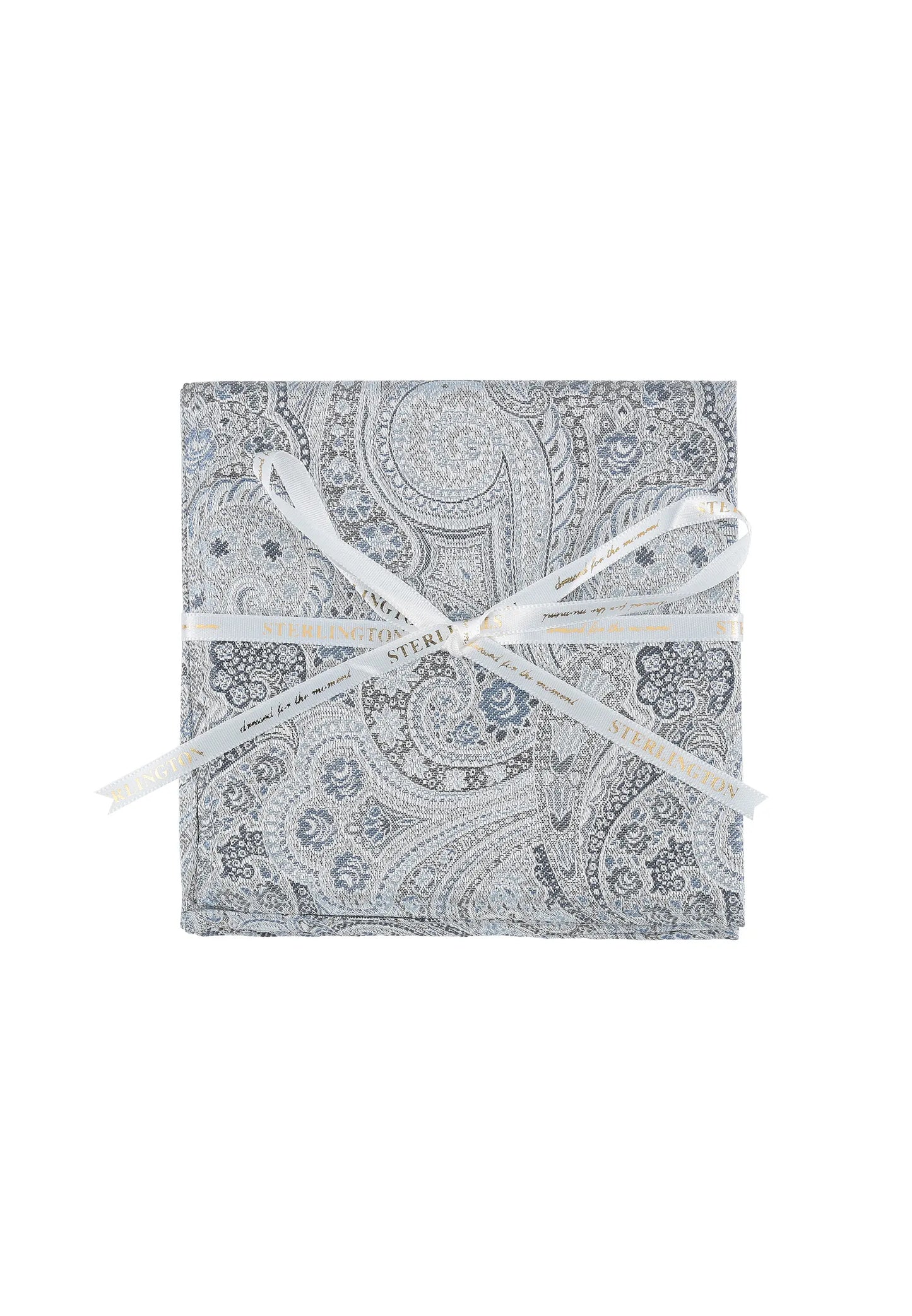 (Blau) Einstecktuch Sterlington Paisley Seide – mit Geschenkschleife
