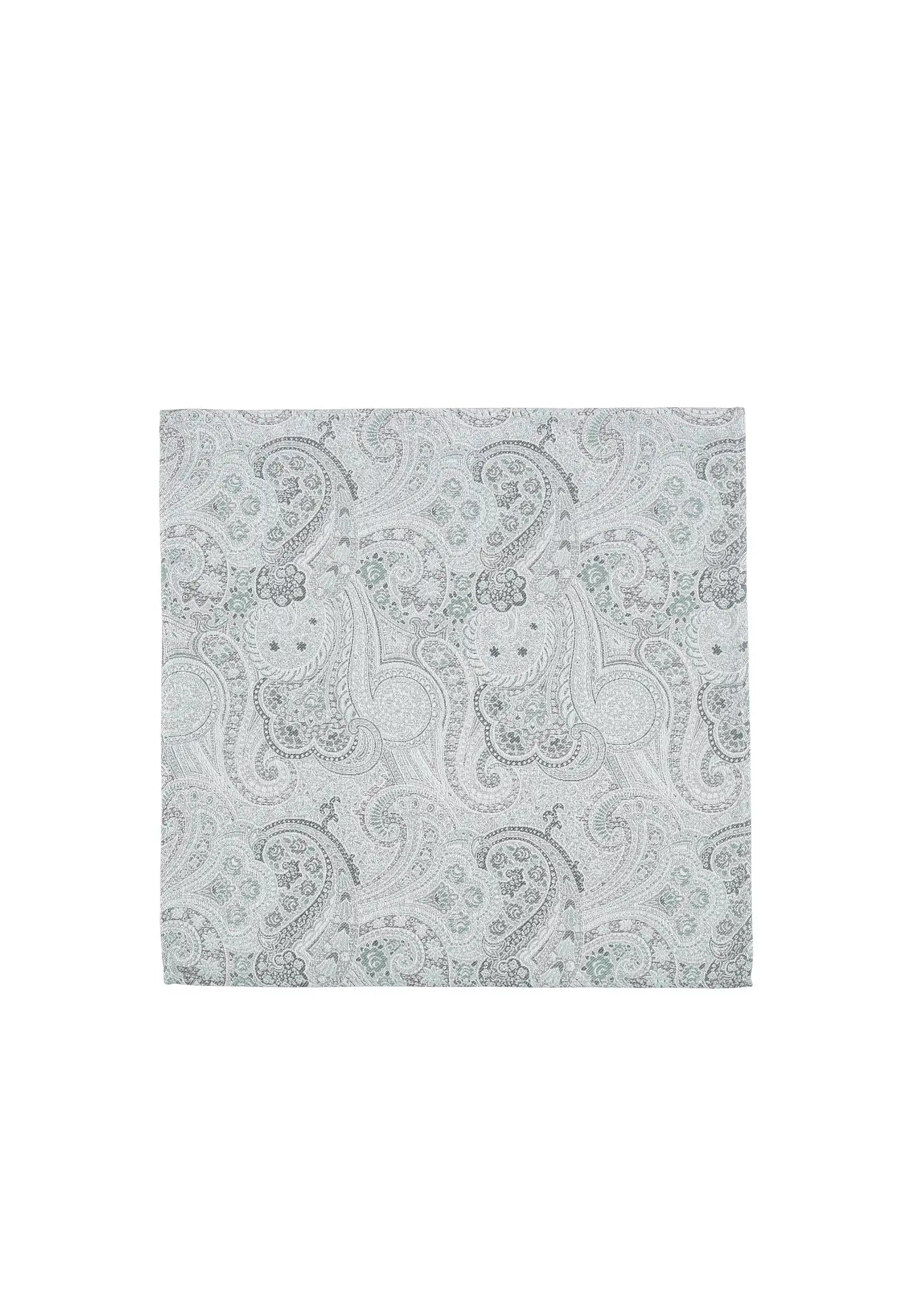 (Grün) Einstecktuch Hochzeit Paisley – Frontalansicht flach ausgelegt