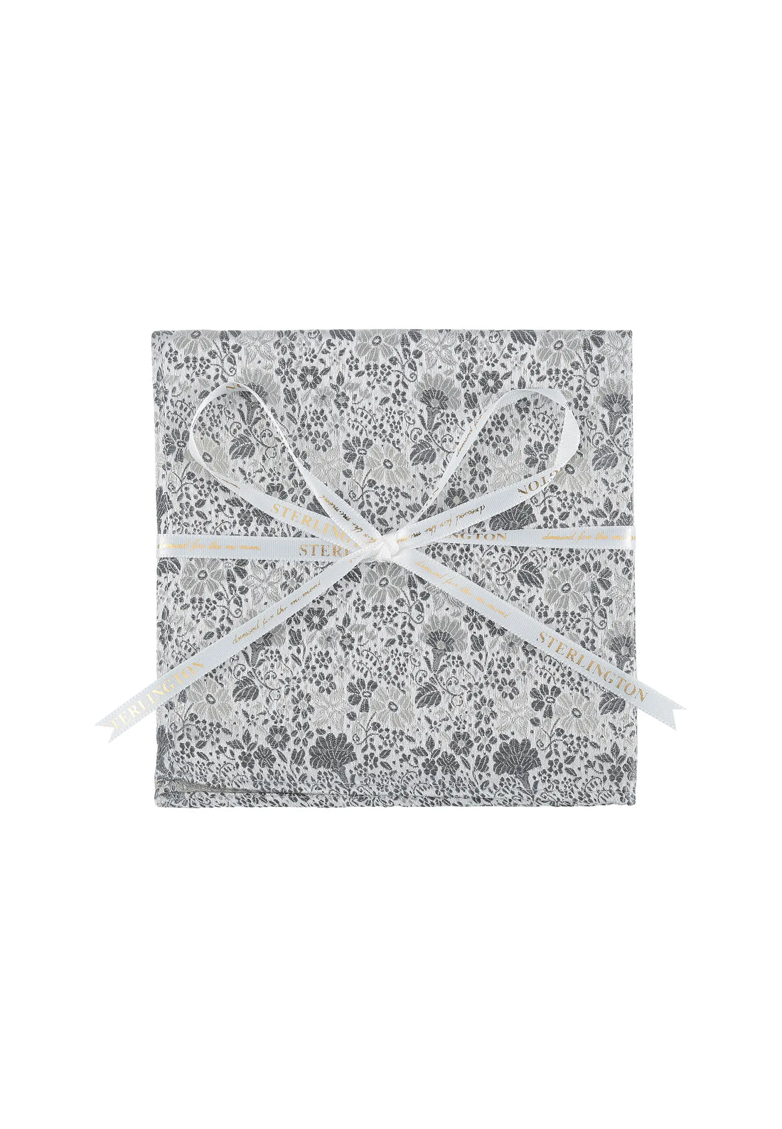 (Silber) Einstecktuch Sterlington Floral Seide – mit Geschenkschleife