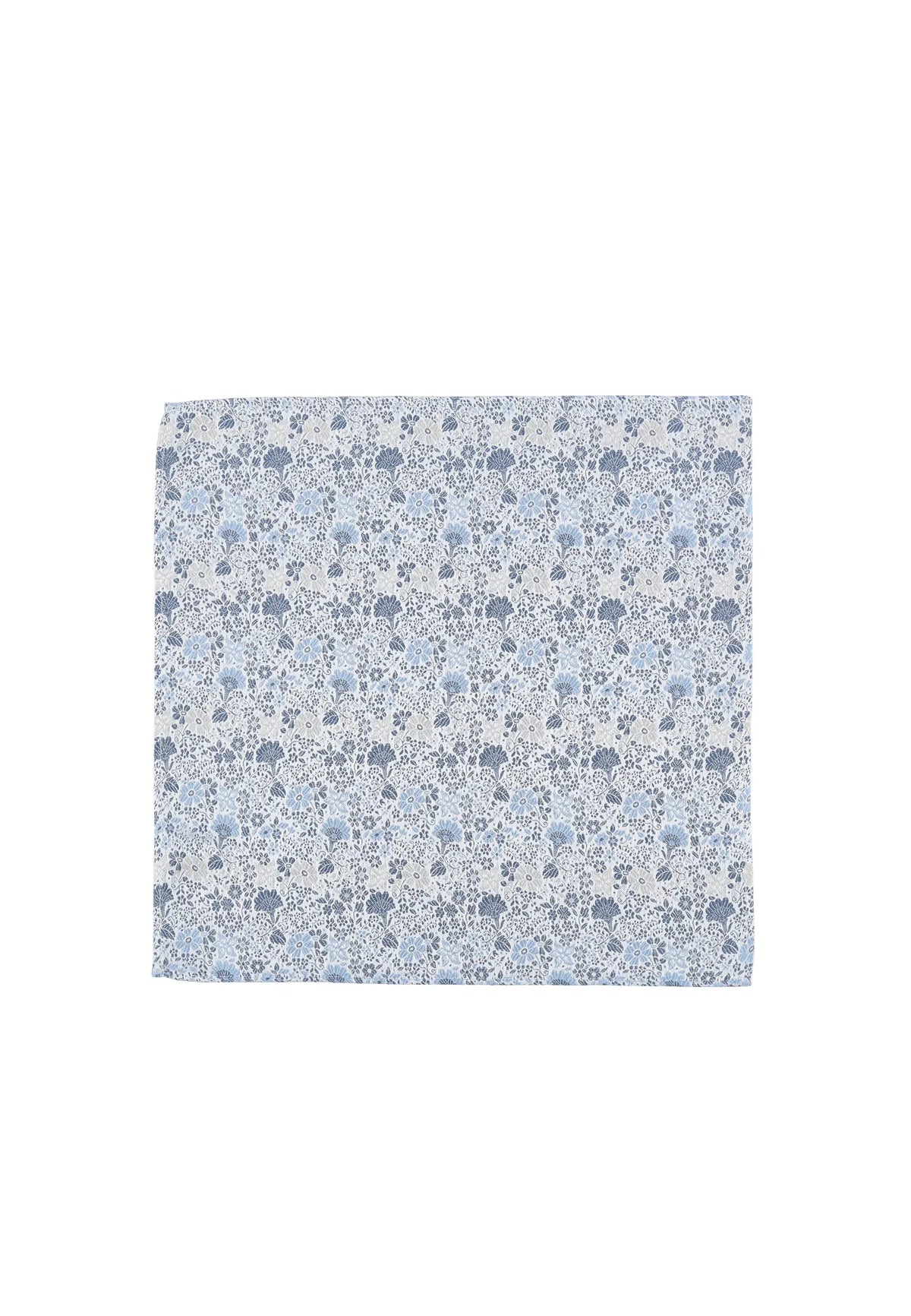 (Hellblau) Einstecktuch Hochzeit Floral – Frontalansicht flach ausgelegt