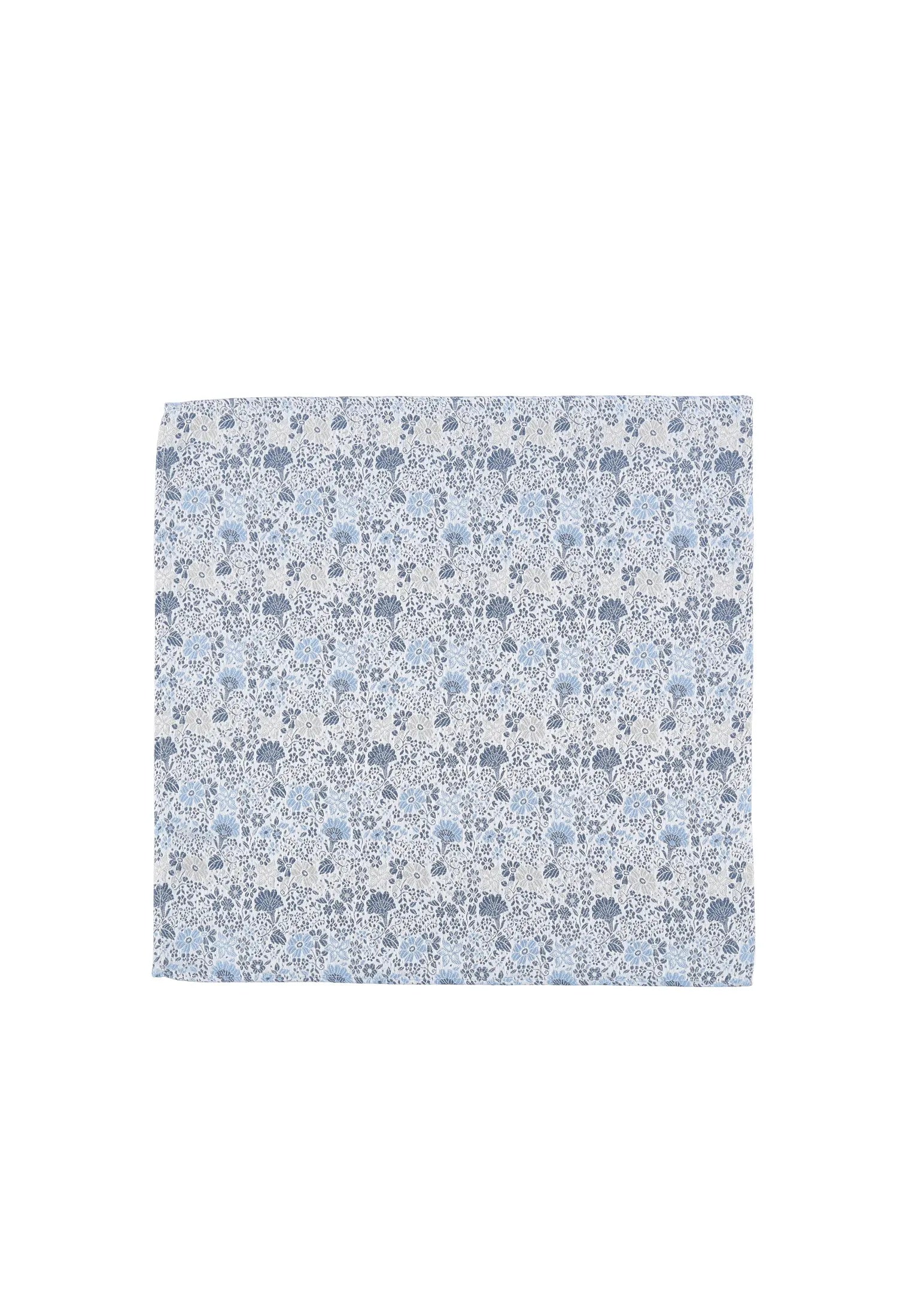 (Hellblau) Einstecktuch Hochzeit Floral – Frontalansicht flach ausgelegt
