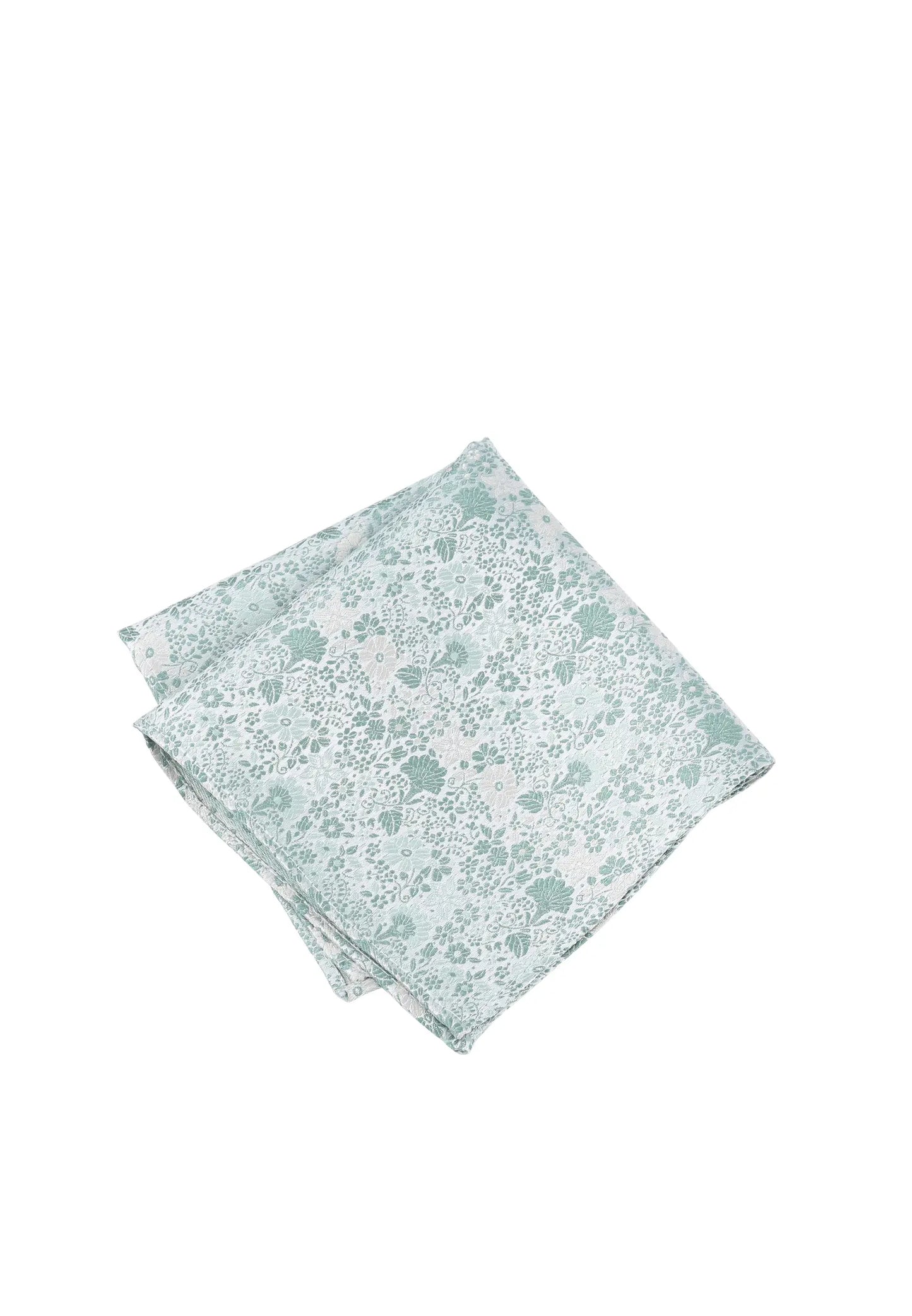 (Mint) Einstecktuch Hochzeit Floral Seide – diagonal gefaltet
